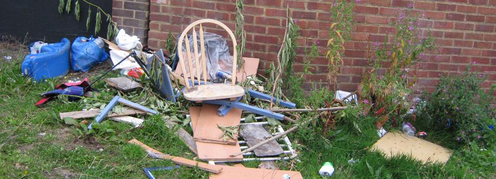 broken chair at back of property