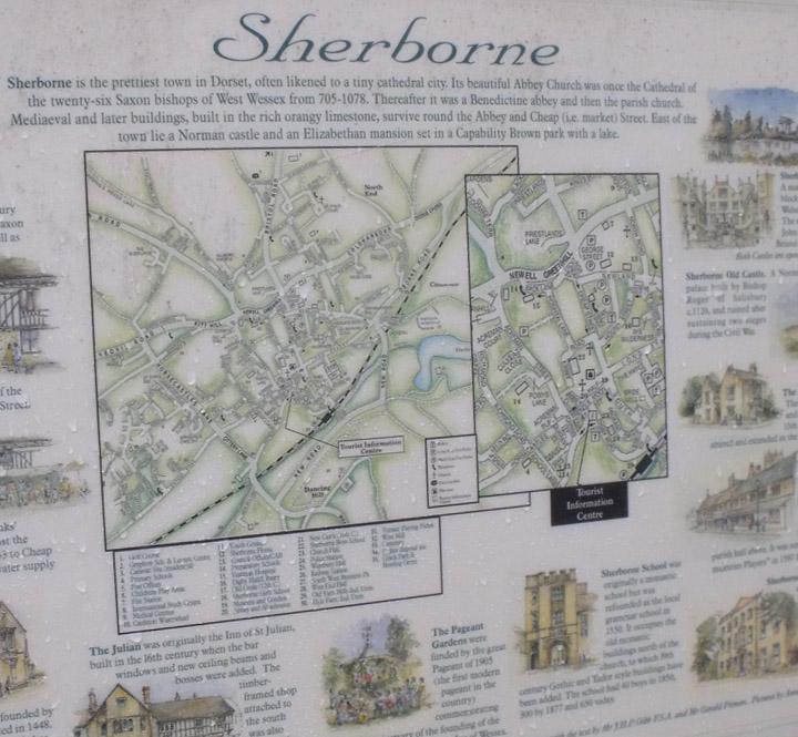 Sherborne sign and map
